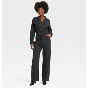 Universal Thread Fair Trade XL Size 16 Washed Black Denim Utility Jumpsuit